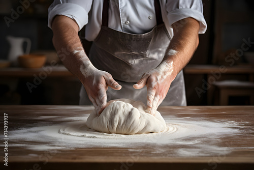 baker kneading dough created with Generative AI