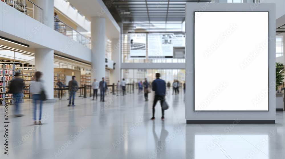 Empty banner for advertising at the library and blur motion. Created using generative AI. Empty banner for advertising at the library and blur motion. Created using generative AI.