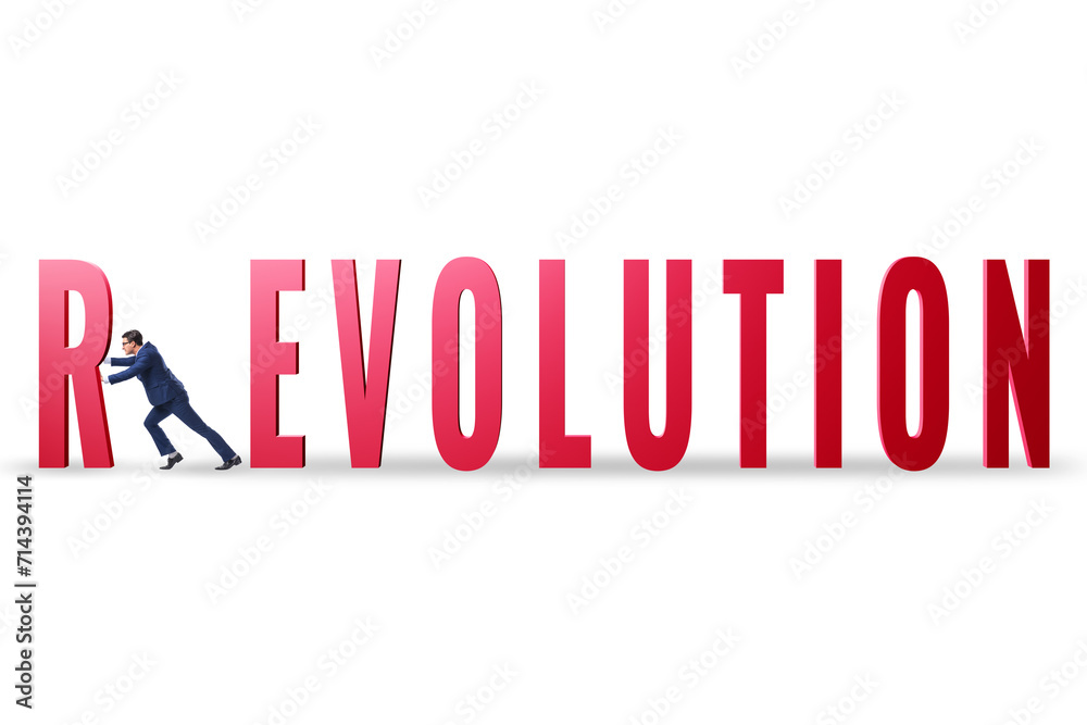 Evolution turning into revolution concept Evolution turning into revolution concept