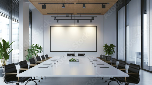 Empty board projector for all purpose in the meeting room. Created using generative AI.