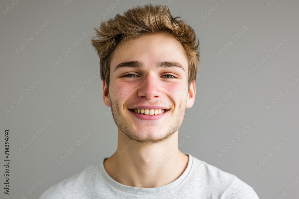 A young man with a beard is smiling for the camera A young man with a beard is smiling for the camera