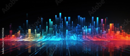 Abstract background digital neon bright color technology. Generate AI image