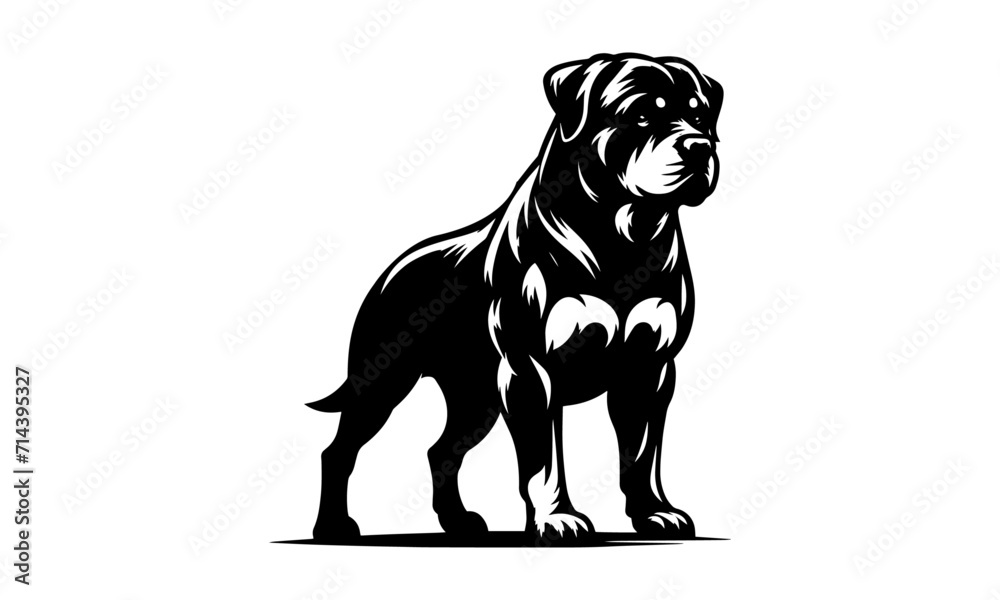 active or dominant rottweiler mascot logo, black and white rottweiler mascot logo