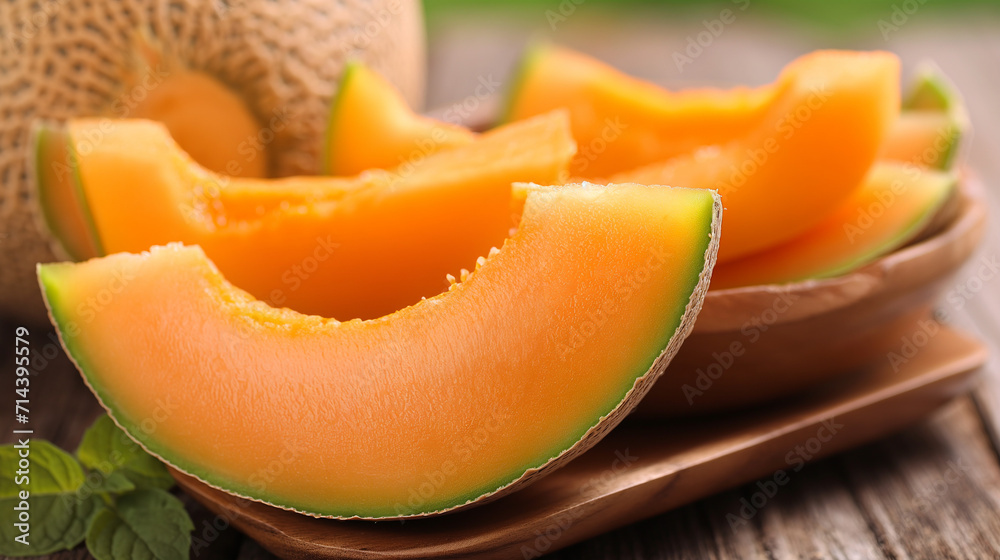 Cantaloupe on a plate