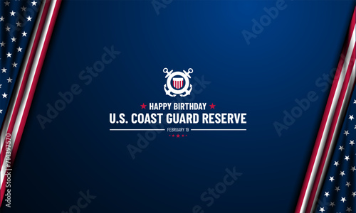 U.S. Coast Guard Reserve Birthday February 19 Background Vector Illustration photo