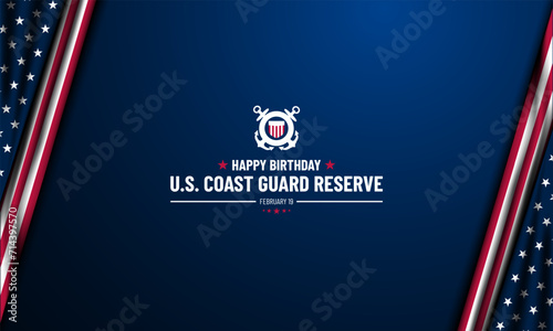 U.S. Coast Guard Reserve Birthday February 19 Background Vector Illustration
