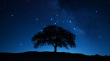 A Tree’s Silhouette Against the Starry Night Sky