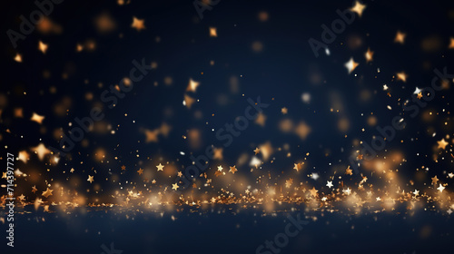 New year, Christmas background with gold stars and sparkling, Abstract background with Dark blue