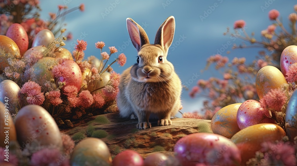 easter bunny with easter eggs easter bunny with easter eggs