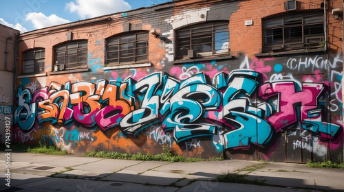 Graffiti Haven: Embracing Urban Style with Vibrant Tags on Building Walls