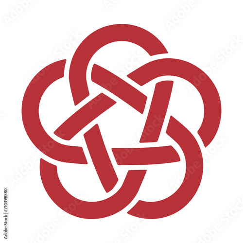 Mizuhiki Knot "Plum Blossom". Japanese Traditional Knot Design Isolated On Transparent Background. Vector Editable.
