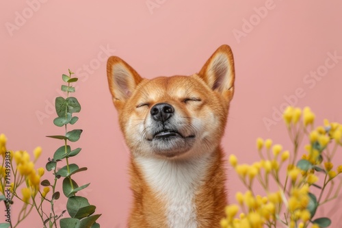 An Australian Dingo in romantic dreaming mood. Happy Australian animals collection. photo