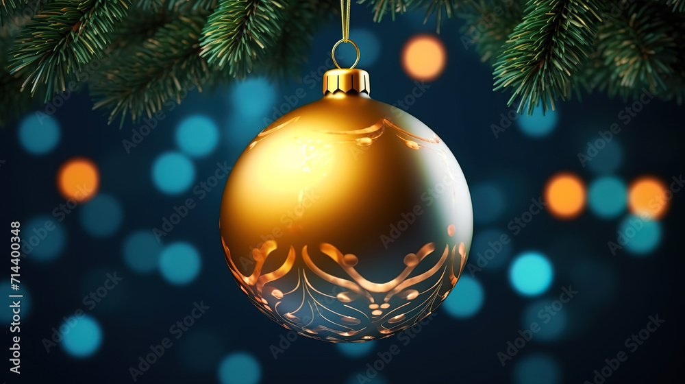 Gold and black christmas card design with hanging baubles Gold and black christmas card design with hanging baubles