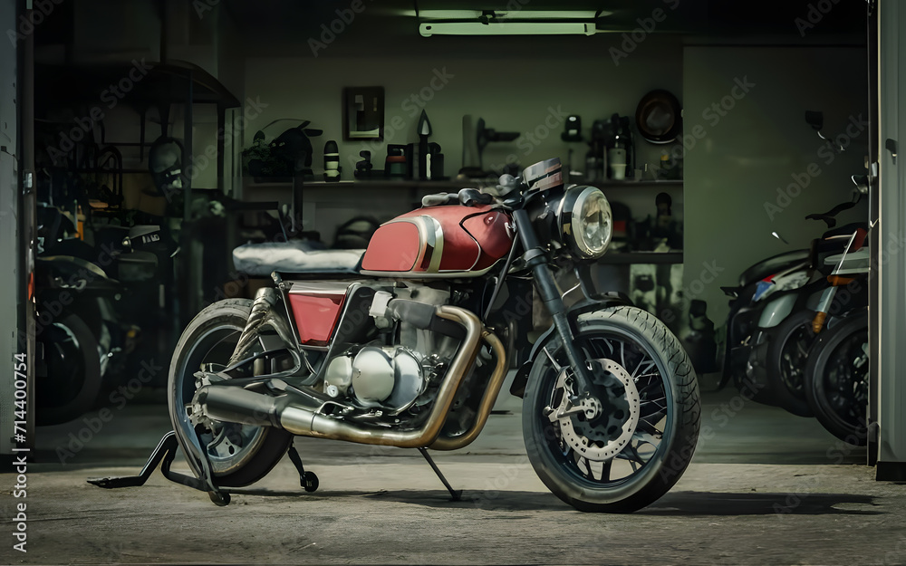 Fototapeta premium motorcycle on the garage