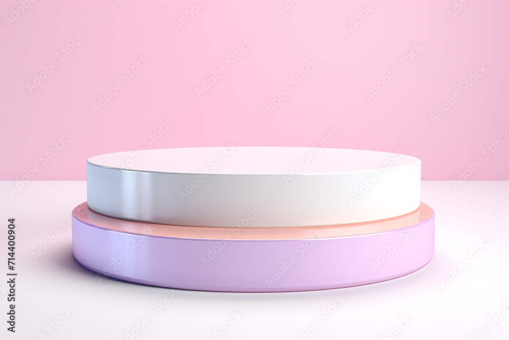 3D White Podium with Pastel Color Fluid Rounded on White Background, Modern Concept, Product Display, Mockup, Showroom, Showcase 3D White Podium with Pastel Color Fluid Rounded on White Background, Modern Concept, Product Display, Mockup, Showroom, Showcase