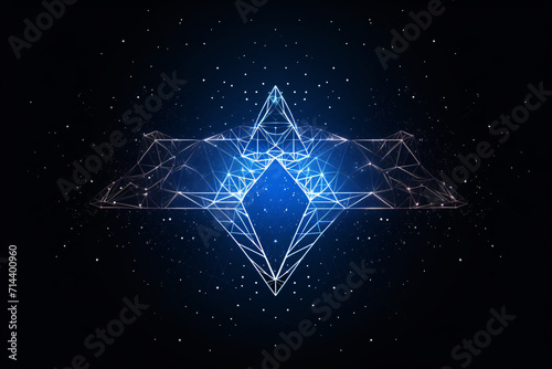 Hand United Form Lines, Triangles and Particle Style Design, Futuristic Digital Art Abstract Illustration