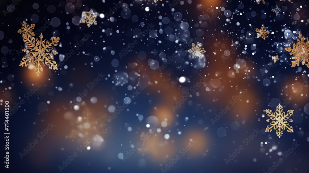 Blue and gold christmas background with bokeh lights and stars Blue and gold christmas background with bokeh lights and stars