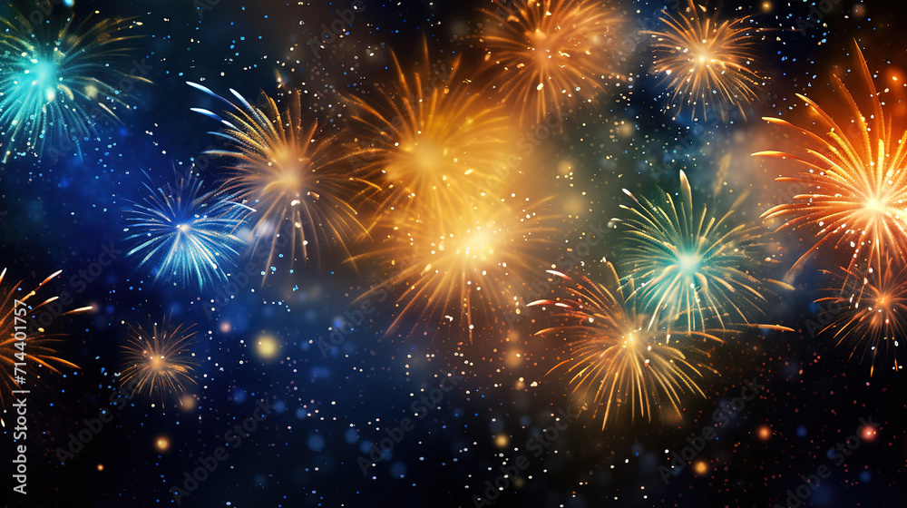 Fototapeta premium Fireworks new year 2024 background