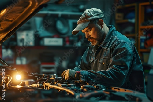 car mechanic working in the garage photo