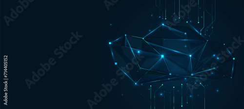 Cloud services computing background and High-speed connection data analysis. Technology network for connected devices.cloud computing. big data center, on dark blue background.