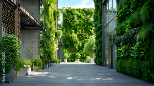 Living with Nature. Eco-Friendly Building and Sustainable Urban Design for an Environmentally Conscious City. Green Architecture and Urban Ecology with Nature  Beauty building  green environment.