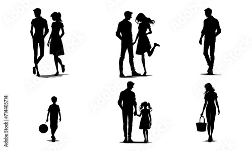 fAMILY AND COUPLES icons silhouettes or vectors set , black and white FAMILY illustraion ,family set