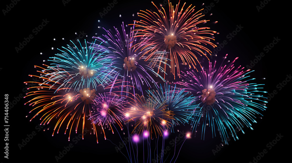 Beautiful new year 2024 fireworks