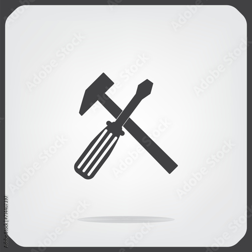Tools symbol, hammer, vector illustration on a light background.