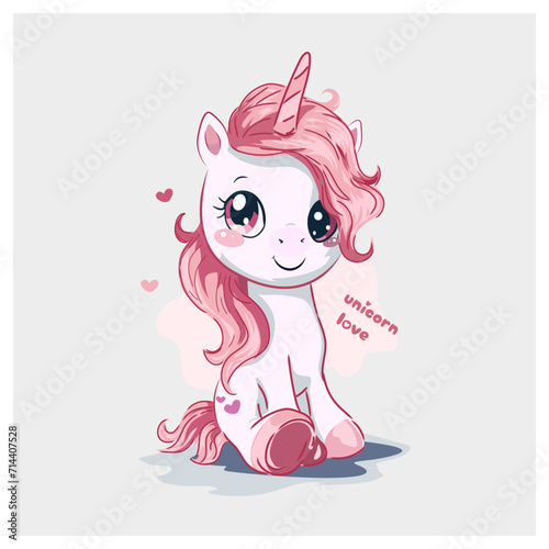 kawai cute unicorn pink smile