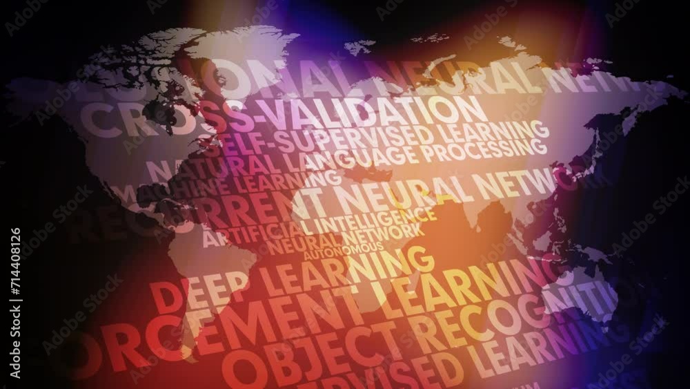 Artificial intelligence and world map background 4k Artificial intelligence and world map background 4k