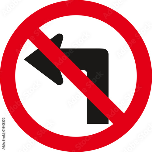 no left turns, left turn prohibited,Traffic Sign , Vector, symbol, transport icon photo