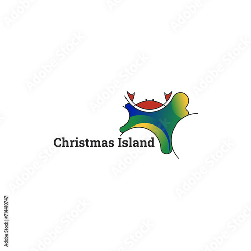Christmas Island map outline colorful geometric logo template in red and green with red crab famous in Christmas Island