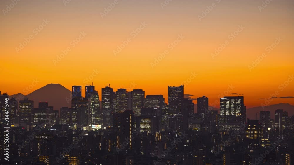 東京ビル群と富士山夕景 東京ビル群と富士山夕景