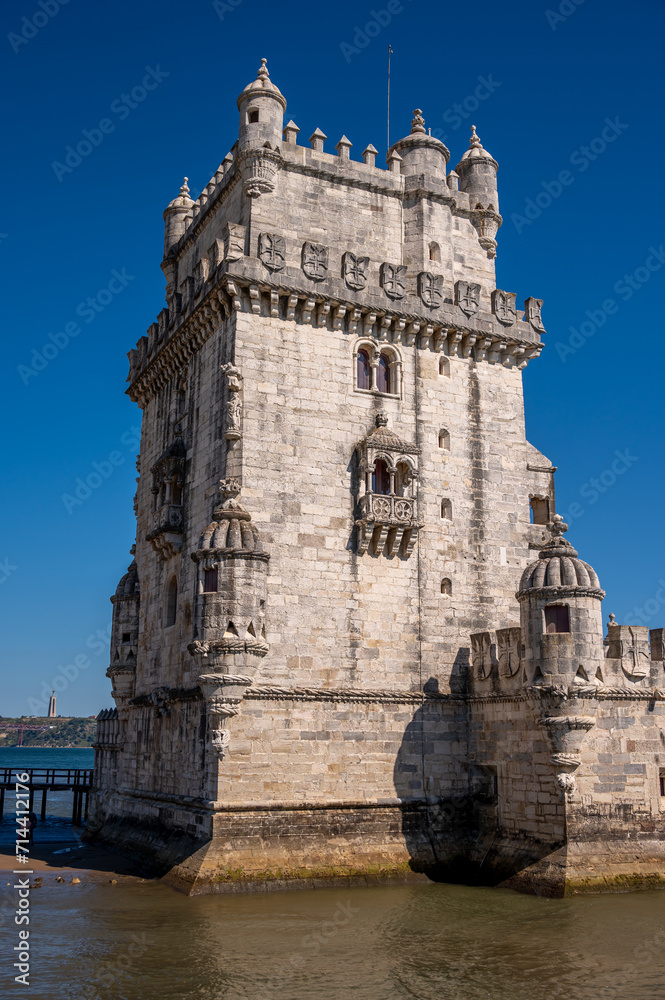 Beautiful view of the landmark Belem Tower in Lisbon's old city. Beautiful view of the landmark Belem Tower in Lisbon's old city.