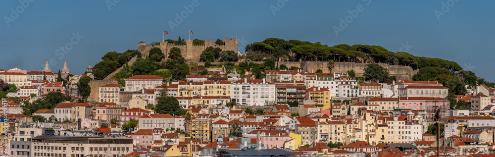 View towards St. George castle  in Lisbon's old city.