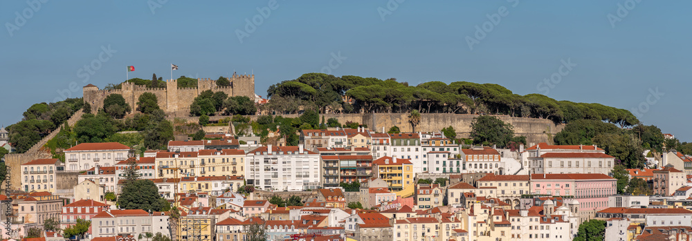 View towards St. George castle  in Lisbon's old city.