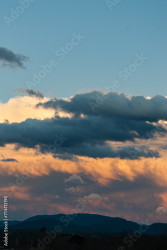 Multi-Colored Clouds in a Dramatic Sky at Sunset