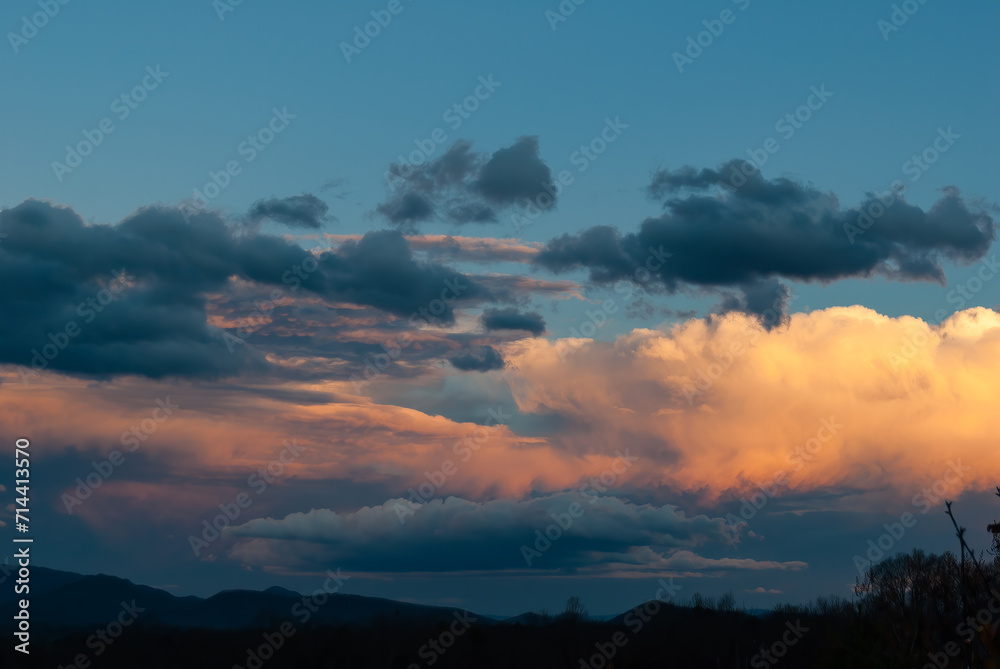 Multi-Colored Clouds in a Dramatic Sky at Sunset