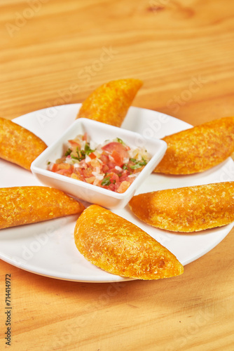 delicious Colombian empanadas stuffed with meat with chili