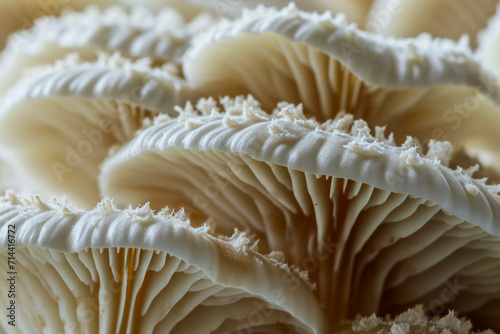 Mushrooms macro close-up. Background with selective focus and copy space