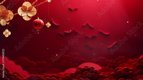Happy chinese new year background, year of the dragon , or Lunar New Year 2024 Celebration. Red background and copy space area