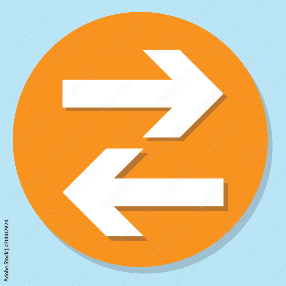 Arrows horizontal icon. Two-way traffic crossing. Road sign used. Arrows horizontal icon. Two-way traffic crossing. Road sign used.