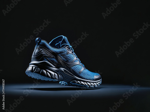 running shoe, close up, side view, plain background