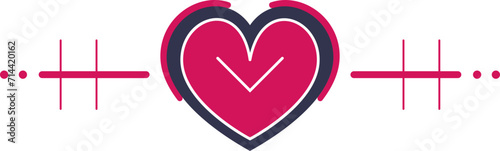 Heartbeat line vector heart, Unusual heart shape, Fun heart icon