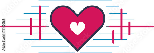 Heartbeat line vector heart, Unusual heart shape, Fun heart icon
