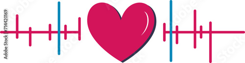 Heartbeat line vector heart, Unusual heart shape, Fun heart icon