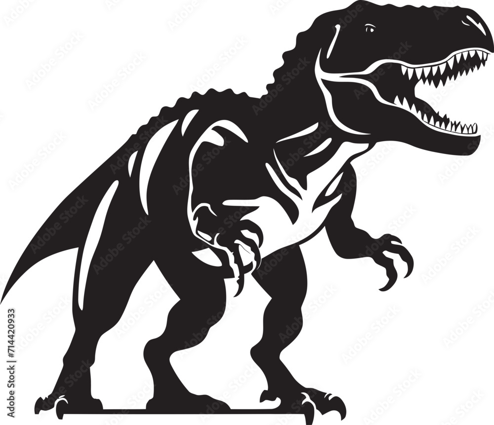 Dynamic Dinosaur Vector: T-Rex Logo in Sleek Black Dynamic Dinosaur Vector: T-Rex Logo in Sleek Black