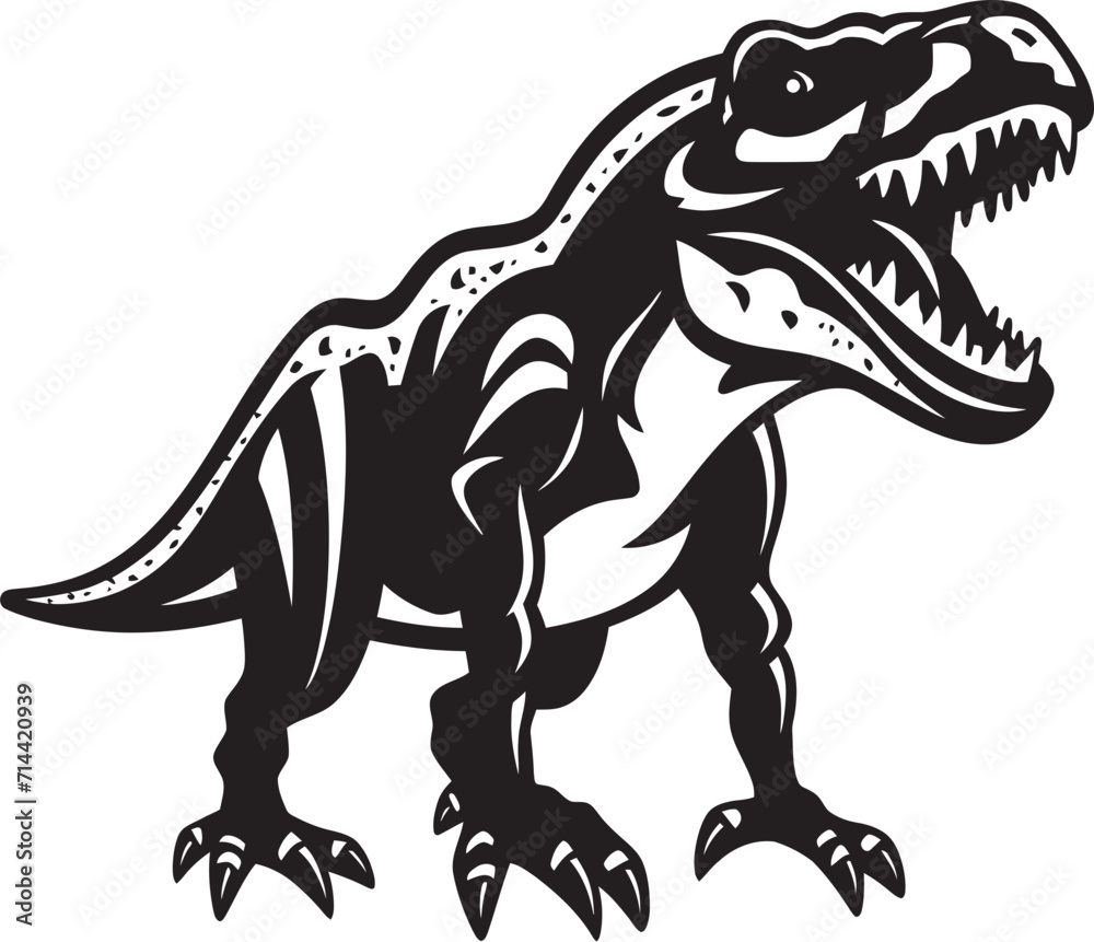 Fototapeta premium Powerful Presence: T-Rex Emblem in Bold Black Design