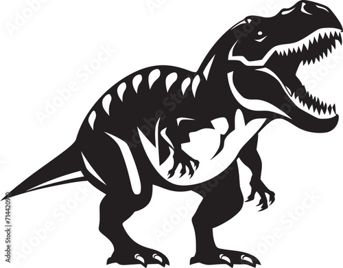 Modern Jurassic  T-Rex Vector Emblem in Contemporary Black