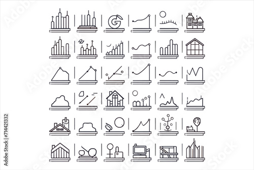 Equipment for water purificatio Fermer,tree ,eclectic  icons set vector neon Pro Vector,Chart line icons set. Graph, finance report, income growth, economy statistic, gantt diagram, infographic, mind 